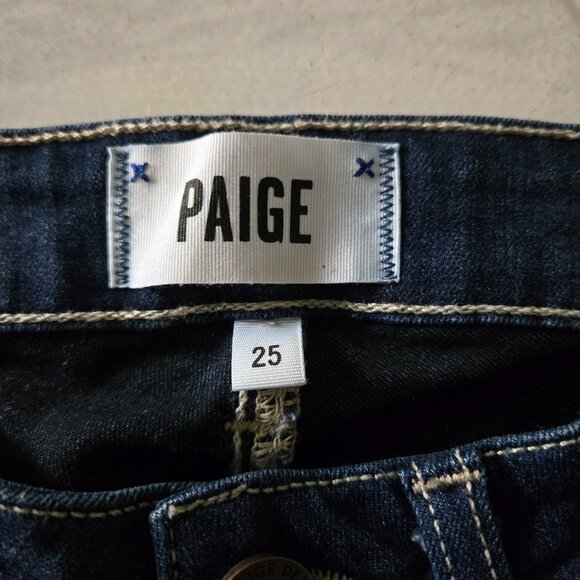 Paige Verdugo Crop Jeans Dax Dark Blue Wash 25 - Picture 4 of 5